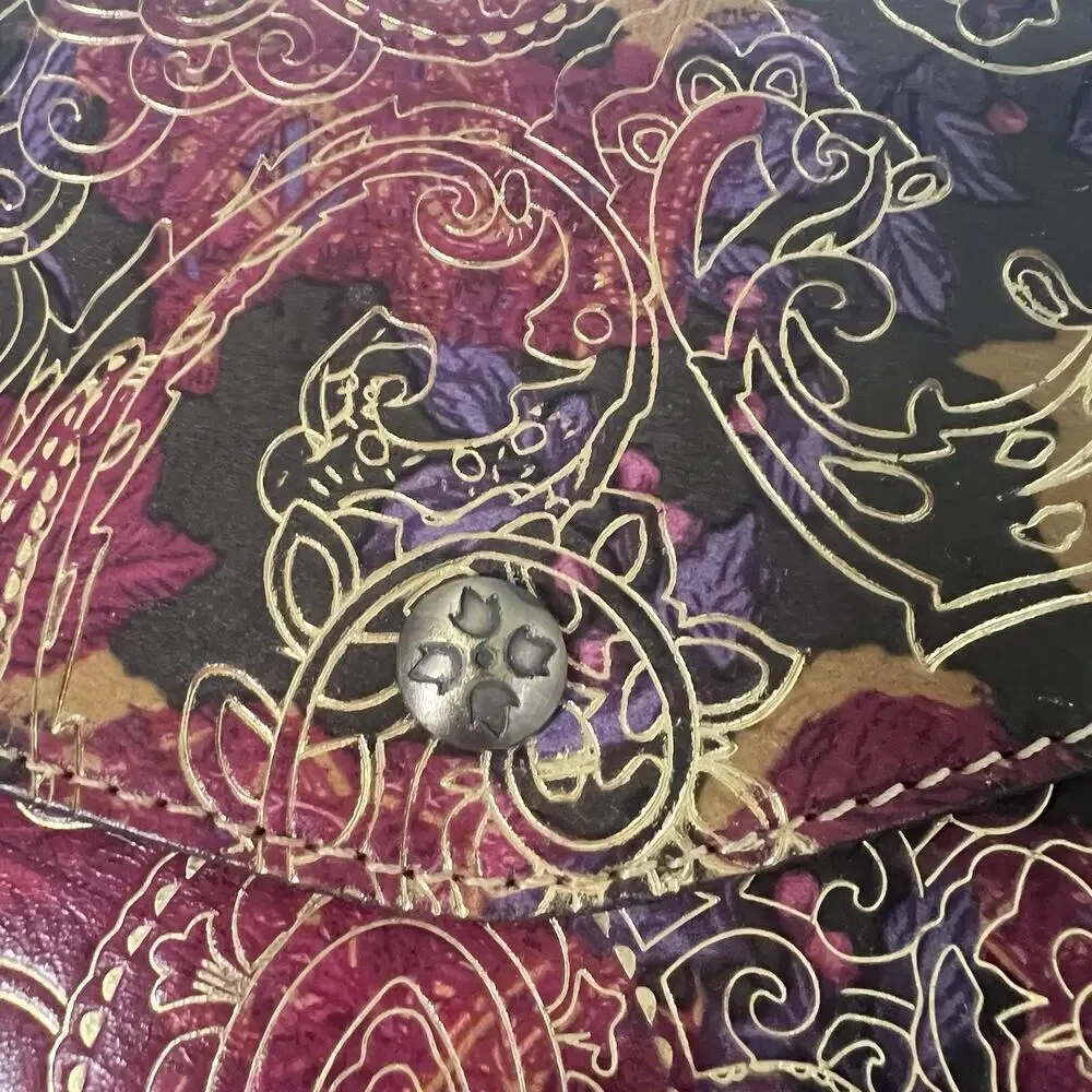 Patricia Nash Athena Italian Leather Clutch Bag iPad Case Metallic Paisley 10x8